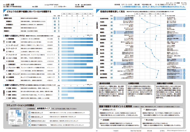 転職者向けSPIの性格検査の結果
